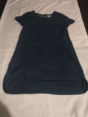 Old Navy Navy Short-Sleeve Denim Tunic Dress